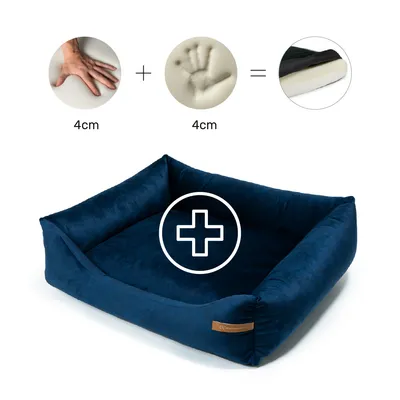 Otto lit orthopédique pour chien 2 en 1, bleu marine