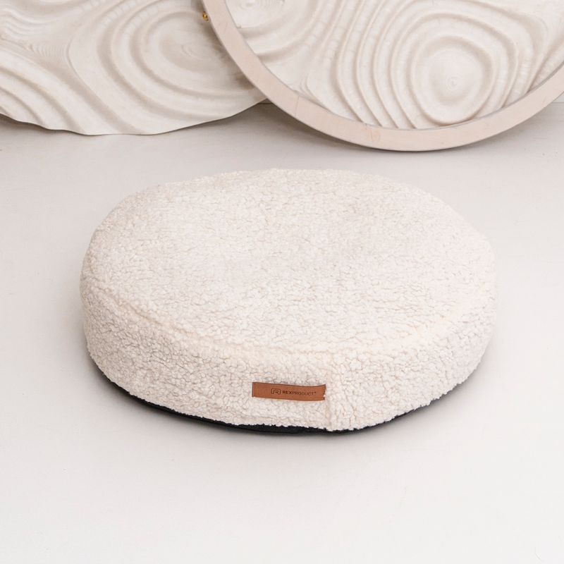 Coco Teddy beige clair adorable coussin rond