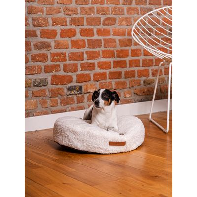 Coco Teddy beige clair adorable coussin rond