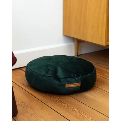 Coco adorable coussin rond vert foncé