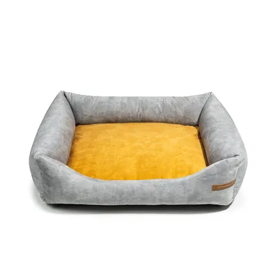 Rexproduct Otto lit pour chien confortable 2 en 1, gris avec jaune