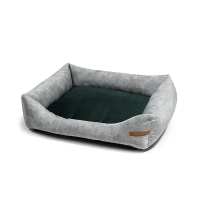 Rexproduct Otto lit pour chien confortable 2 en 1, gris avec vert foncé