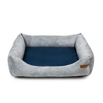 Rexproduct Otto lit pour chien confortable 2 en 1, gris avec bleu marine
