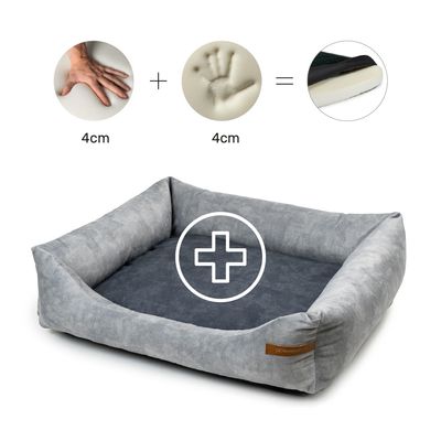 Rexproduct Otto lit pour chien confortable 2 en 1, gris avec graphite