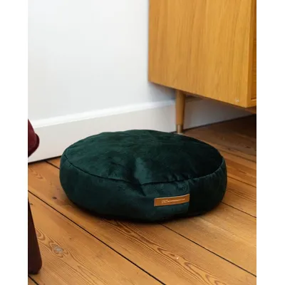 Coco adorable coussin rond vert foncé