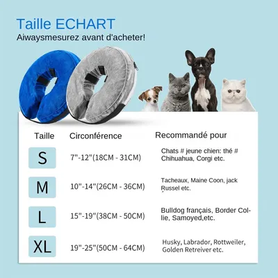 MCBOSON  Collier conique gonflable réglable pour chiens (taille L)