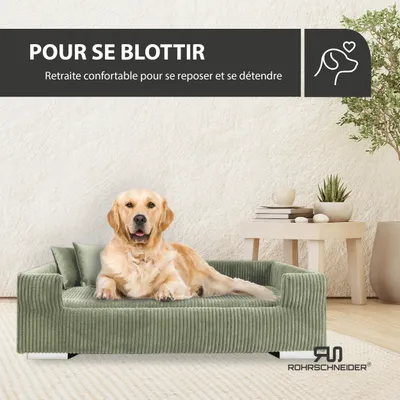 Rohrschneider Canapé pour chien rembourré avec pieds chromés Rohrschneider Canapé pour chien rembourré avec pieds chromés