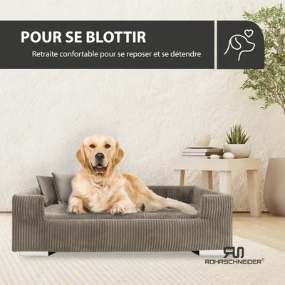 Rohrschneider Canapé pour chien rembourré avec pieds chromés Rohrschneider Canapé pour chien rembourré avec pieds chromés