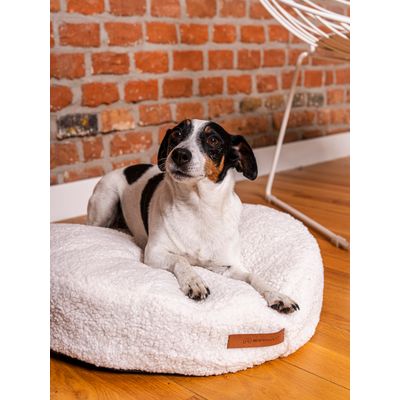 Coco Teddy beige clair adorable coussin rond