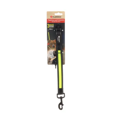 Flamingo - Rallonge de laisse Noir et Jaune fluo 39 cm pour laisse chien