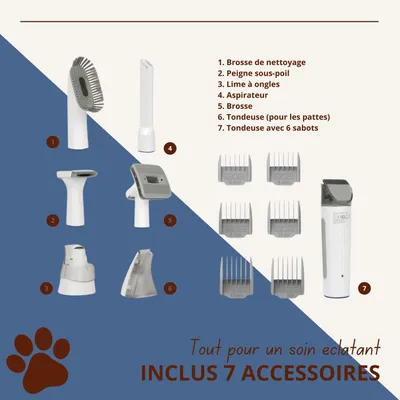 Oneisall S1 Kit de toilettage pour chien 7 en 1 (1,5 litre)