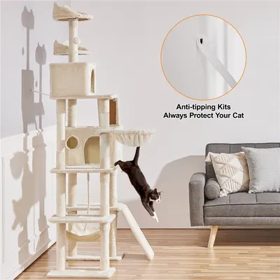 Grand Arbre à Chat Multiniveau Avec Poteaux En Sisal 209 Cm De Haut Grand Arbre à Chat Multiniveau Avec Poteaux En Sisal 209 Cm De Haut