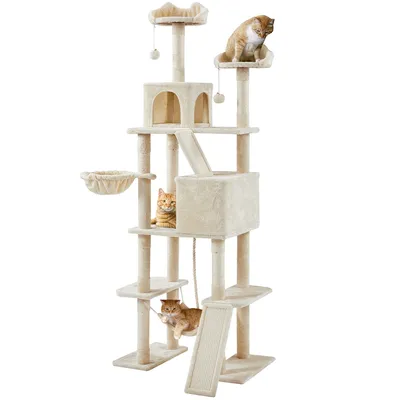 Grand Arbre à Chat Multiniveau Avec Poteaux En Sisal 209 Cm De Haut