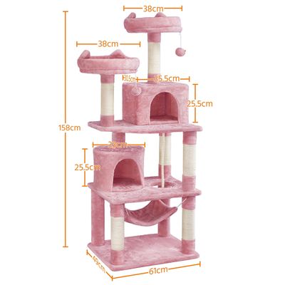 Arbre à Chat Tour à Griffer Avec 2 Niches/hamac Colonne En Sisal