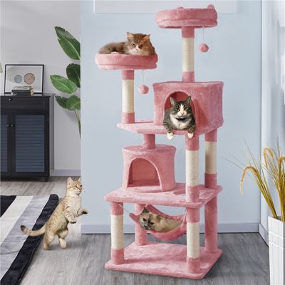 Arbre à Chat Tour à Griffer Avec 2 Niches/hamac Colonne En Sisal