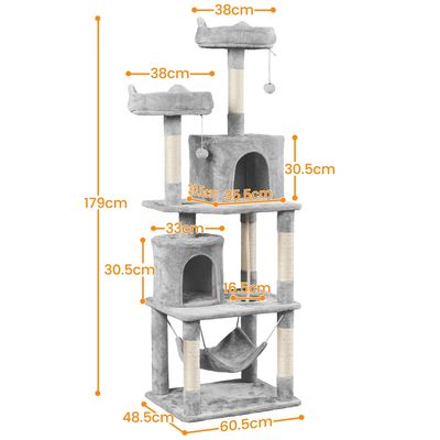 Arbre à Chat Multiniveau Griffoir Pour Chat Avec 2 Perchoirs 2 Grottes