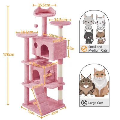 Arbre à Chat Multiniveau Avec Poteaux En Sisal Cachettes Perchoirs Griffoir