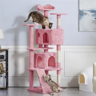 Arbre à Chat Multiniveau Avec Poteaux En Sisal Cachettes Perchoirs Griffoir