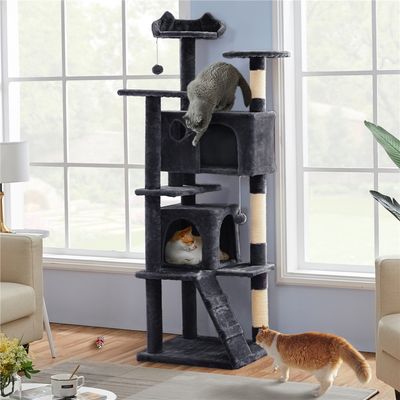 Arbre à Chat Multiniveau Avec Poteaux En Sisal Cachettes Perchoirs Griffoir