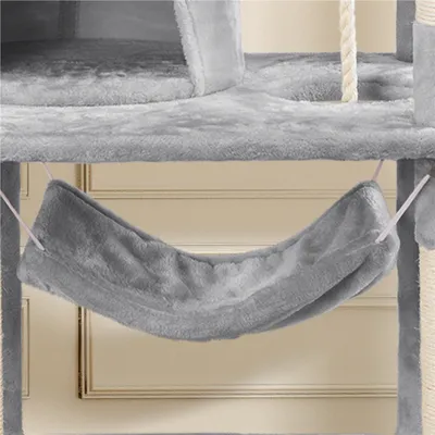 Arbre à Chat Tour à Griffer Multi-niveaux Hauteur 158 Cm Gris Clair Arbre à Chat Tour à Griffer Multi-niveaux Hauteur 158 Cm Gris Clair