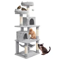 Arbre à Chat Tour à Griffer Multi-niveaux Hauteur 158 Cm Gris Clair
