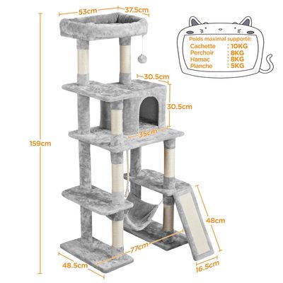 Grand Arbre à Chat Multiniveau Tour Pour Chat En Tissu 159,5 Cm