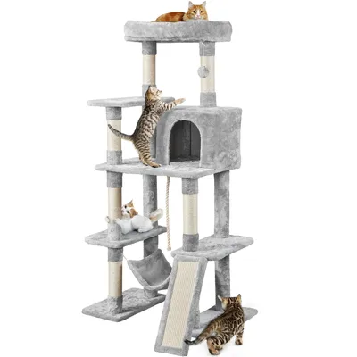 Stabiler Kratzbaum Katzenbaum 159 cm hoch, mit Katzenhöhlen & Plattformen