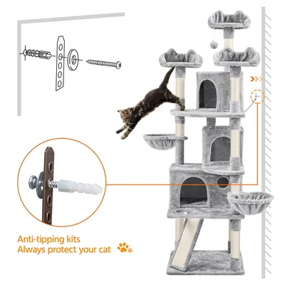 Kratzbaum XXL 194 cm deckenhoch stabiler Kletterbaum für Katzen Kratzbaum XXL 194 cm deckenhoch stabiler Kletterbaum für Katzen