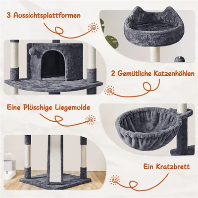 Kratzbaum Groß XXL deckenhoch Katzenbaum Stabil Sisal 193 cm