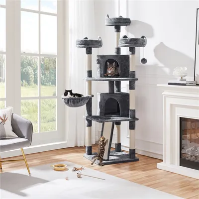 Arbre à Chat XXL Multiniveau Avec Poteaux En Sisal Griffoir Niches Boule