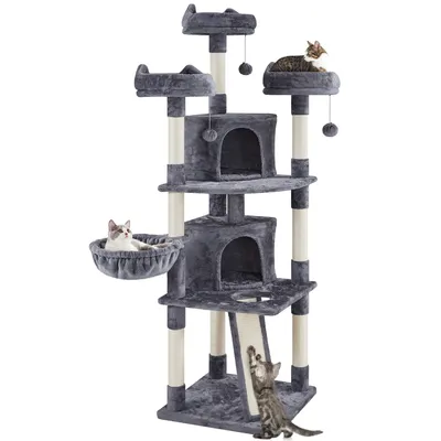 Arbre à Chat XXL Multiniveau Avec Poteaux En Sisal Griffoir Niches Boule