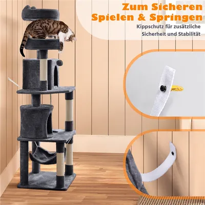 Kratzbaum groß Stabil Katzenbaum Katzenkratzbaum Plüsch 179 cm