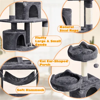 Arbre à Chat Tour à Griffer Multi-niveaux Tour Pour Chat Hauteur 158 Cm