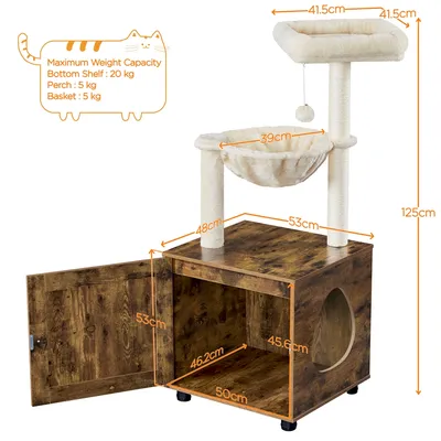 Petit Arbre à Chat Avec Litière, Niche Et Panier Griffoirs Cordes En Sisal