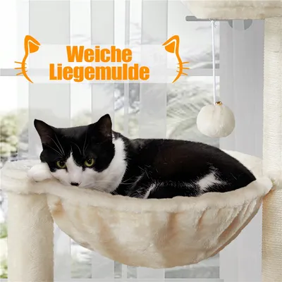 Kratzbaum Katzenhaus mit Katzenklo-Schrank, 2-in-1 Katzenbaum 125 cm hoch