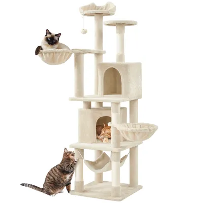 Yaheetech Grand Arbre à Chat Beige