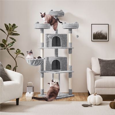 Arbre à Chat Multiniveau Avec Poteaux En Sisal Griffoir Niches Perchoirs