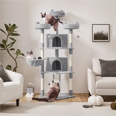 Arbre à Chat Multiniveau Avec Poteaux En Sisal Griffoir Niches Perchoirs