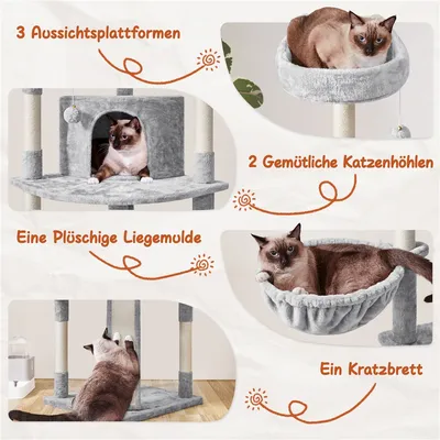 Kratzbaum Groß XXL deckenhoch Katzenbaum Stabil Sisal 193 cm