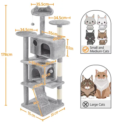 Arbre à Chat Multiniveau Avec Poteaux En Sisal Cachettes Perchoirs Griffoir Arbre à Chat Multiniveau Avec Poteaux En Sisal Cachettes Perchoirs Griffoir