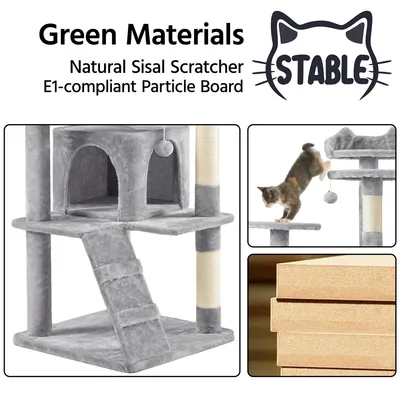 Arbre à Chat Multiniveau Avec Poteaux En Sisal Cachettes Perchoirs Griffoir Arbre à Chat Multiniveau Avec Poteaux En Sisal Cachettes Perchoirs Griffoir