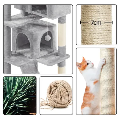 Arbre à Chat Multiniveau Avec Poteaux En Sisal Cachettes Perchoirs Griffoir Arbre à Chat Multiniveau Avec Poteaux En Sisal Cachettes Perchoirs Griffoir