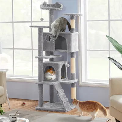 Arbre à Chat Multiniveau Avec Poteaux En Sisal Cachettes Perchoirs Griffoir Arbre à Chat Multiniveau Avec Poteaux En Sisal Cachettes Perchoirs Griffoir