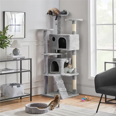 Arbre à Chat Multiniveau Avec Poteaux En Sisal Cachettes Perchoirs Griffoir Arbre à Chat Multiniveau Avec Poteaux En Sisal Cachettes Perchoirs Griffoir
