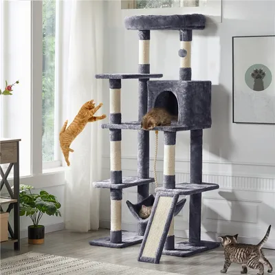 Grand Arbre à Chat Multiniveau Tour Pour Chat En Tissu 159,5 Cm De Haut