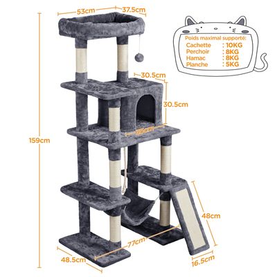 Grand Arbre à Chat Multiniveau Tour Pour Chat En Tissu 159,5 Cm De Haut