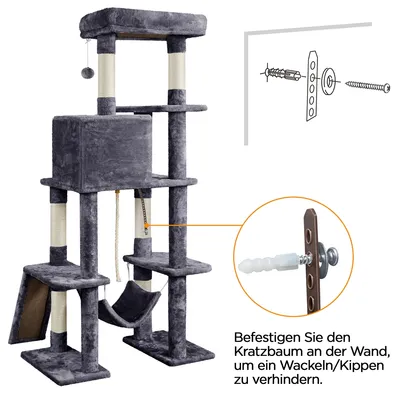 Stabiler Kratzbaum Katzenbaum 159 cm mit Katzenhöhlen & Plattformen Stabiler Kratzbaum Katzenbaum 159 cm mit Katzenhöhlen & Plattformen