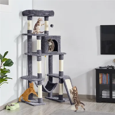 Grand Arbre à Chat Multiniveau Tour Pour Chat En Tissu 159,5 Cm De Haut