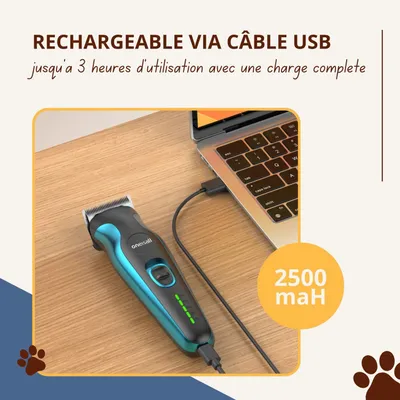 Oneisall DTJ-002 - Kit de toilettage pour chiens et chats - Rechargeable