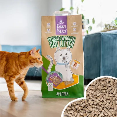 Easypets Litière Pellets Bois 40L – Naturelle, Sans Odeur, Zéro Poussière